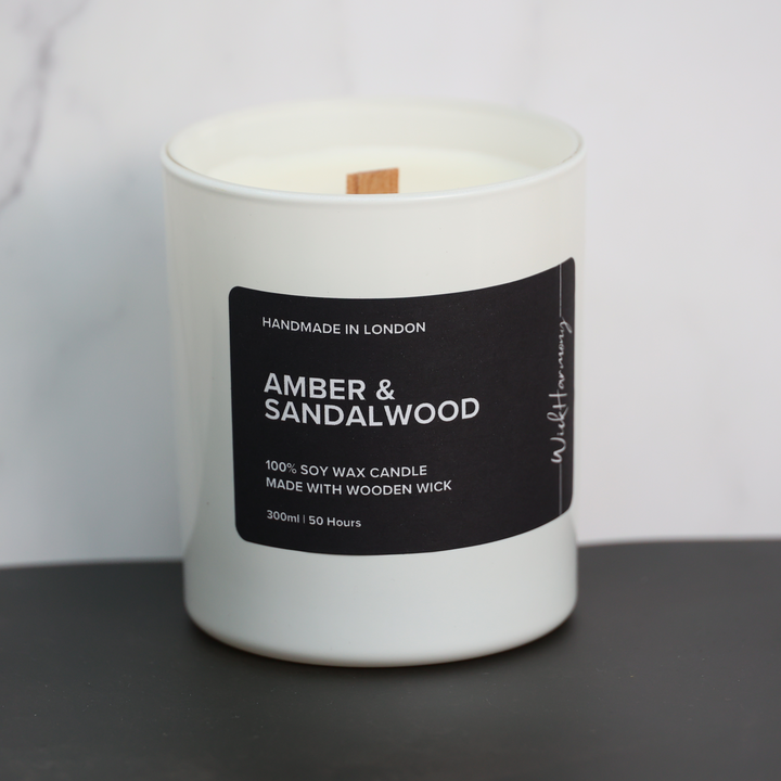 Amber & Sandalwood | White Matte Jar Candle