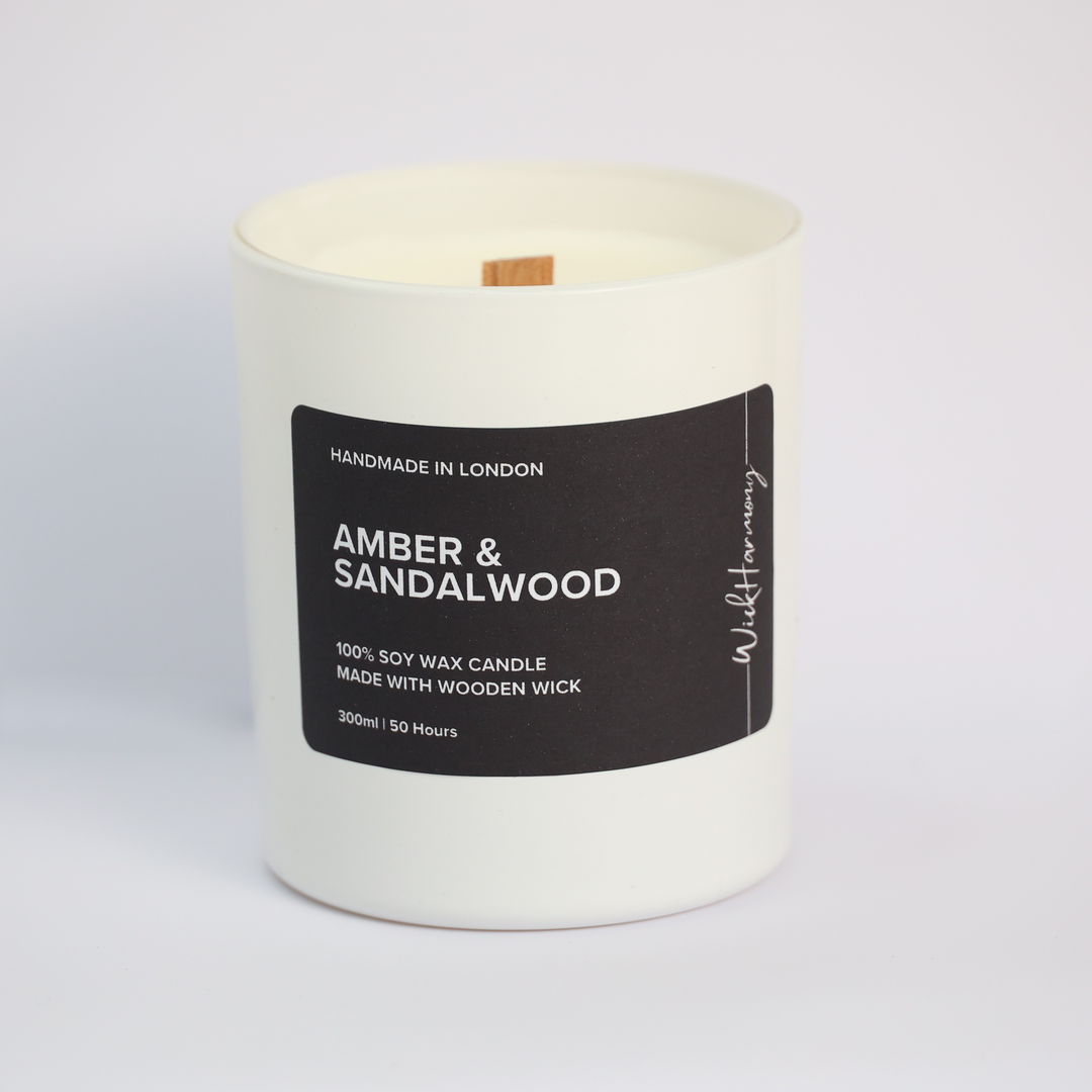 Amber & Sandalwood | White Matte Jar Candle